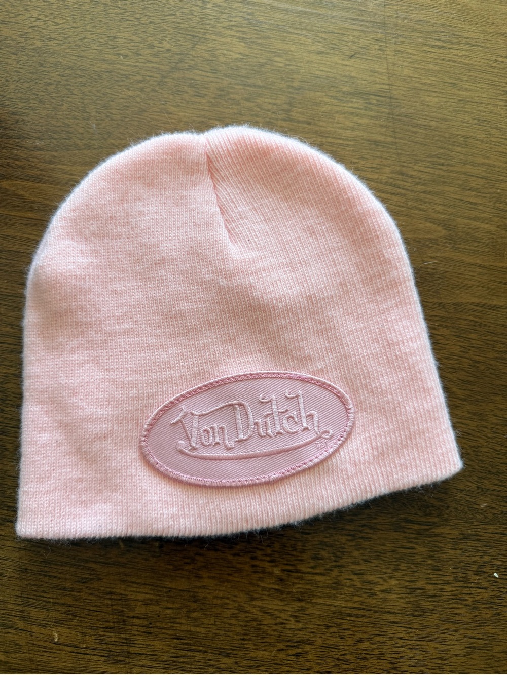 Von Dutch Kids Pastel Pink Knit Beanie with Logo Patch